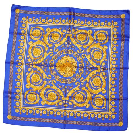 versace royal blue scarf century 21|Versace foulard scarf.